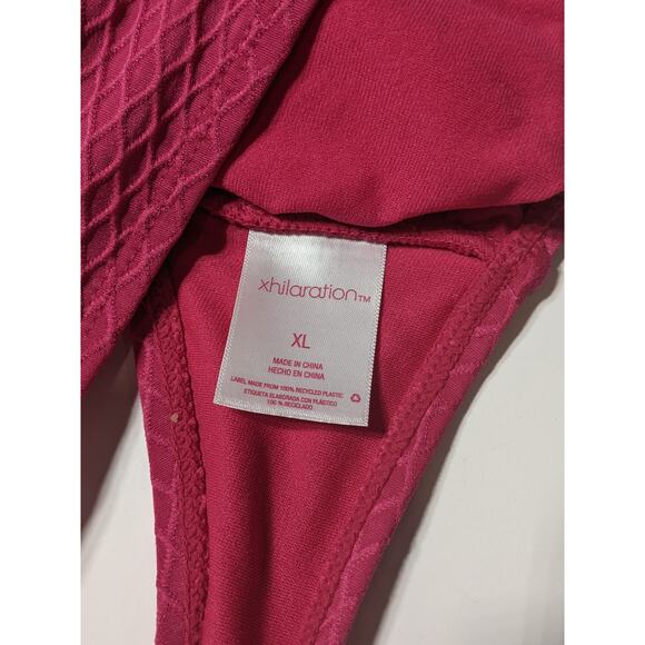 Xhilaration Bikini Top Textured V Neck Pink Juniors XL Bralette Swimsuit Beach - Picture 10 of 11